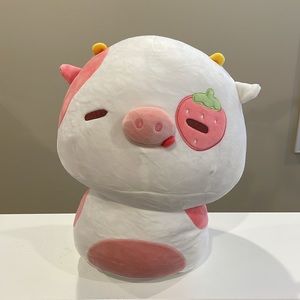 NWT 14” Mewaii Strawberry 🍄🍓 Mushroom Cow Squishy Plush / Pillow